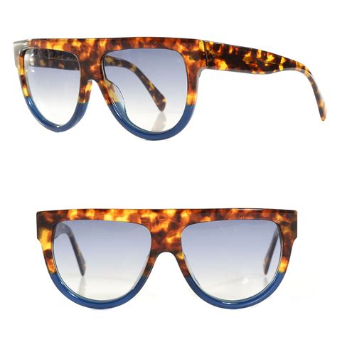 celine shadow sunglasses havana blue|Celine 60mm flat top sunglasses.